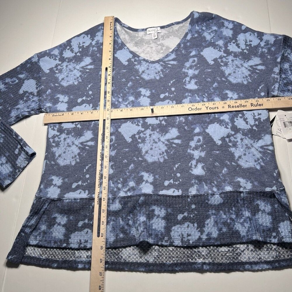 Olivia Sky Tunic Top Women’s Size XL Blue Tie Dye Casual Waffle Knit Lightweight - Picture 9 of 9